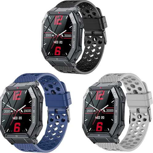 Miniatura 7 de Compatible con EIGIIS K55 Smartwatch Bandas, silicona de repuesto correa deportiva con hebilla de metal compatible con KOSPET TANK T1 PRO/EIGIIS K22