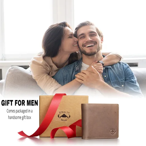 Miniatura 5 de Cartera plegable de piel Stealth Mode para hombre con ventana de identificación y bloqueo RFID