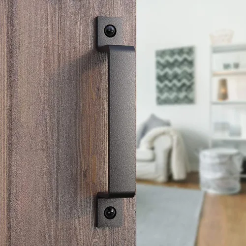 Miniatura 4 de Manija de Puerta de Granero Rústico de 8 Pulgadas - Tirador de Acero Negro para Puertas Correderas, Puertas, Garajes, Cobertizos, Vallas, Armarios