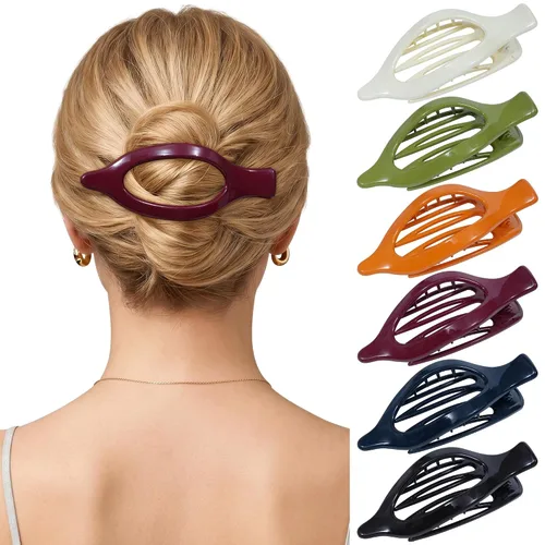 Miniatura 12 de Pinzas de pelo planas francesas para mujer, 6 pinzas planas para cabello fino y grueso, agarre fuerte, agarre antideslizante, pinzas para el cabello