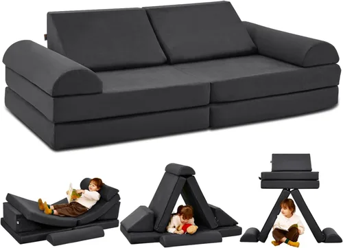 jela Sofá de Juego para Niños Certificado de Seguridad Sofá Suave para Niños con Funda Lavable a Máquina Espuma Gruesa Juego de Construcción de
