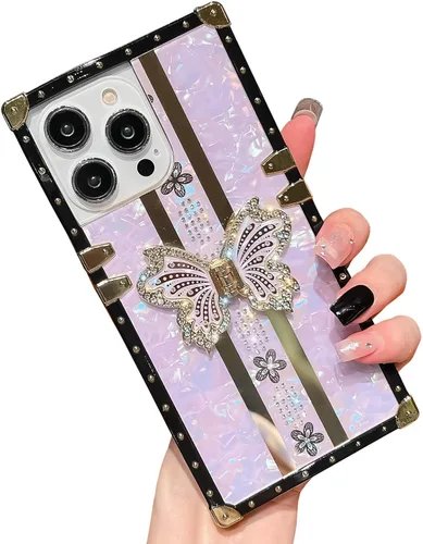Miniatura 48 de Bonita funda compatible con Samsung Galaxy S22 Ultra, soporte plegable de lujo con diseño de mariposa brillante para mujeres y niñas, funda Blanco