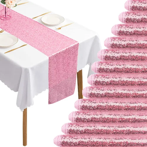 Miniatura 12 de 12 Paquetes de Caminos de Mesa con Lentejuelas Brillantes para Comedor para Cumpleaños, Bodas, Compromisos, Nupciales, Baby Shower, Despedida