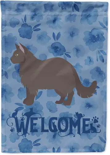 Miniatura 345 de Caroline's Treasures CK4813CHF - Bandera de bienvenida con gato abisinio azul, manga grande, para porche, para colgar en la pared, poliéster