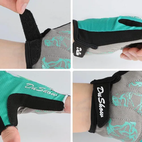 Miniatura 6 de DuShow Guantes de ciclismo para mujer, guantes acolchados de gel de medio dedo para mujer, ciclismo, montaña, carretera, bicicleta, sin dedos