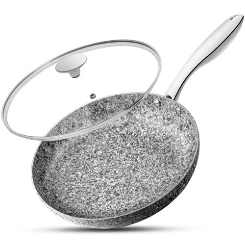 Sartén de granito para freír, gris, de 8' & 10' & 11 & 12 pulgadas.
