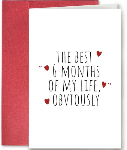 SuperShunhu Tarjeta de Aniversario de 6 Meses para Él o Ella, Tarjeta de Regalo de Seis Meses para Novio o Novia, Tarjeta de Aniversario de Citas
