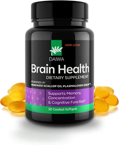 DAIWA Advanced Omega-3 Suplemento cerebral – Fórmula fosfolípida Omega con aceite de vieira Hokkaido Plasmalógeno para memoria, enfoque y bienestar