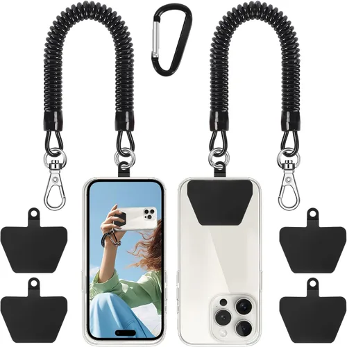 Miniatura 10 de Doormoon - Cordón para teléfono con parche, correas elásticas universales y anclaje para funda de teléfono para anti-caída al aire libre para esquí