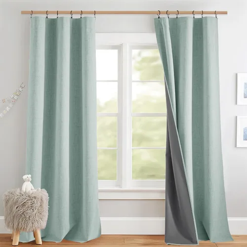 Miniatura 52 de NICETOWN Cortinas 100% opacas de 63 pulgadas de largo, 2 paneles de cortinas cortas con aislamiento térmico con forro para dormitorio, cortinas