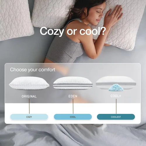 Miniatura 6 de Coop Home Goods Eden - Almohada de cama tamaño Queen para dormir de espalda, estómago y de lado, gel refrescante de espuma viscoelástica suave