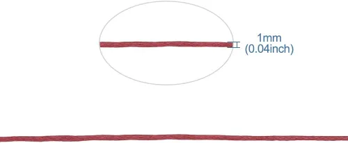 Miniatura 2 de Cordón de algodón encerado rojo de 100 yardas, hilo trenzado para abalorios, pulsera, collar de alambre de 0.039 pulgadas con carrete