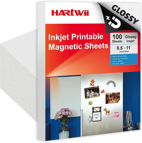 Miniatura 9 de 50 hojas brillantes impresas en papel magnético a granel para impresora de inyección de tinta, haz fotos para refrigerador, 13.5 mil, 8.5 x 11