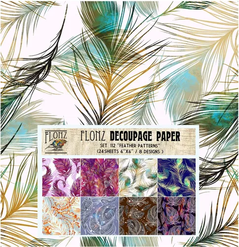 Miniatura 13 de Paquete de papel para decoupage (24 hojas 15x15 cm) Fantastic Nightlights # Papel con patrón estilo vintage para decoupage, manualidades y álbumes