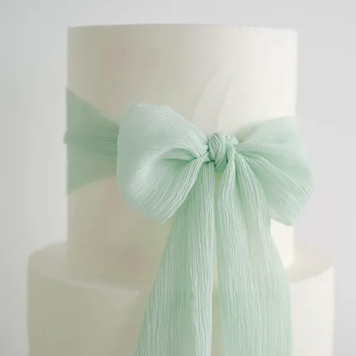 Miniatura 4 de HUIHUANG Cinta de seda arrugada de 3 pulgadas de ancho, cinta de seda verde menta, rústica teñida a mano, cinta de gasa de seda para boda, ramo