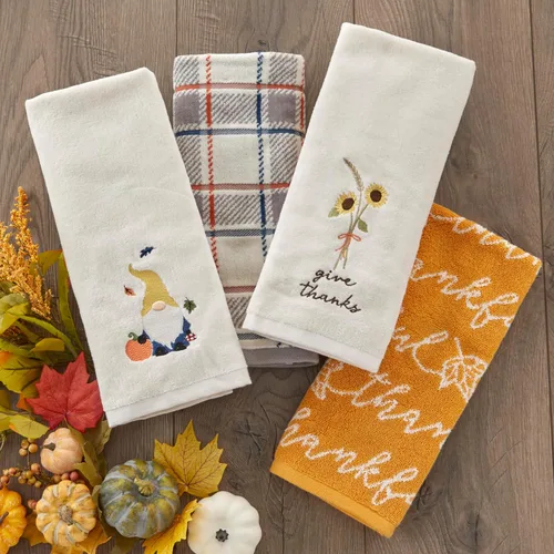 Miniatura 6 de SKL Hocme - Juego de 2 toallas de mano bordadas jacquard 100% algodón para otoño, otoño, Acción de Gracias, decoración para baño, cocina, bar