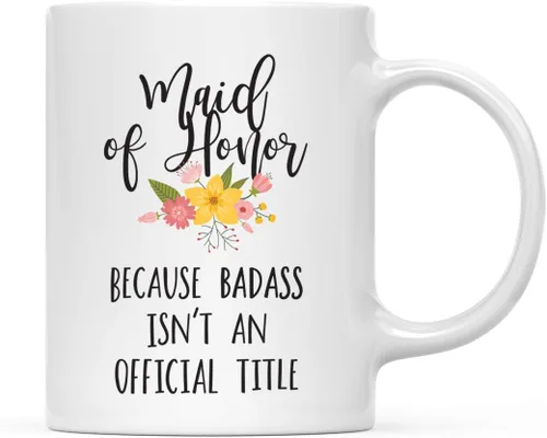 Miniatura 16 de Andaz Press Taza de café de 11 onzas, regalo de broma, tía porque Badass no es un título oficial, gráfico floral, 1 paquete