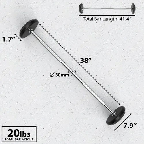 Miniatura 4 de Synergee Fixed Barbell Pre Weighted Straight Steel Bar with Rubber Weights - Fixed