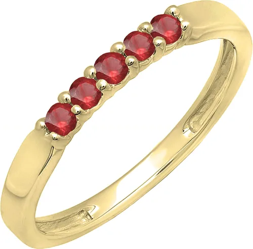 Dazzlingrock Collection Anillo de boda redondo de 5 piedras preciosas o diamantes para mujer en oro macizo de 10 K/14 K/18 K