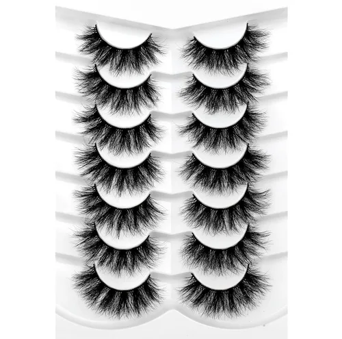 Miniatura 52 de Medias pestañas postizas con banda transparente, finas, estilo ojo de gato, naturales, cortas, pequeñas, acento 3/4, de visón sintético, tiras