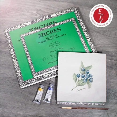 Miniatura 6 de Arches Bloque de acuarela Aquarelle, prensado en frío, 140 libras/300 gsm, 20 hojas, 5.9 x 11.8 pulgadas, papel de acuarela Arches 100% algodón