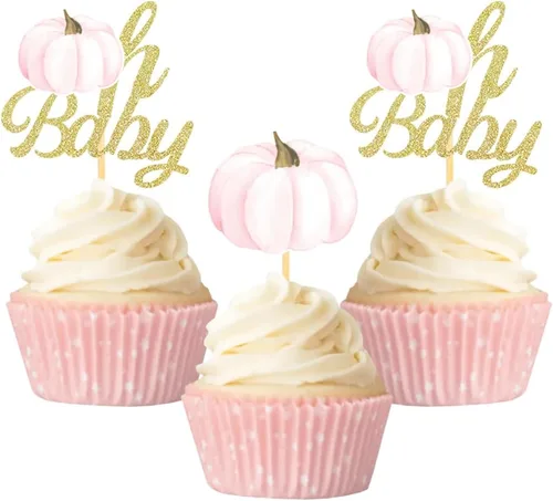 Miniatura 12 de Pumpkin Oh Baby - Decoración para cupcakes con temática de calabaza, para baby shower, cumpleaños, Acción de Gracias, Halloween, fiesta, suministros