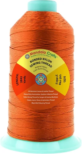Miniatura 268 de Mandala Crafts - Hilo de nailon para coser cuero, tapicería, mezclilla y para trenzar el pelo; resistente, 1500 yardas, tamaño 69 T70 Marrón