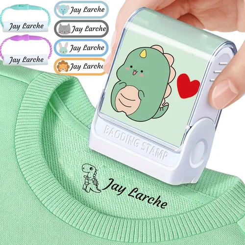 Sello con nombre para ropa, para niños, sello de nombre para ropa, patrón de dibujos animados, sello de nombre personalizado, 6 patrones de