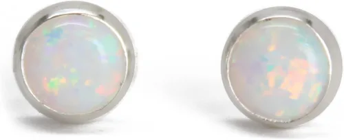 Miniatura 23 de Aretes de tuerca con piedras preciosas para mujeres y niñas, bisel redondo de 0.157 in de plata esterlina 925