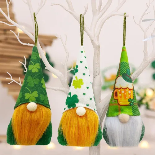 Miniatura 5 de Adornos para árbol del día de San Patricio, gnomos, decoración de árbol del día de San Patricio, adornos colgantes para relleno de felpa