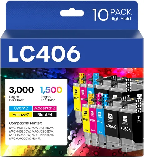 Miniatura 9 de LC406 - Cartuchos de tinta compatibles con Brother LC406 LC406XL LC 406 XL Work para impresora Brother MFC-J4335DW MFC-J5855DW MFC-J4535DW