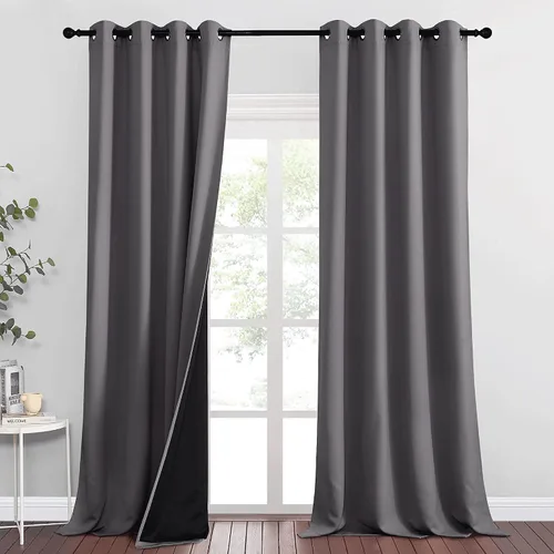 Miniatura 19 de RYB HOME Cortinas 100% opacas con forro blanco, cortinas de lino natural, cortinas de servicio Haeavy Duty, tratamiento de ventana con aislamiento