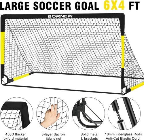 Miniatura 3 de Portería de Fútbol para Niños para Patio Trasero - Juego de 2 Porterías de 7X5 / 6X4 pies, Redes de Fútbol para Niños Pequeños, Equipo