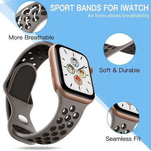 Miniatura 9 de Adorve 4 Pack Sport Bands Compatible with Apple Watch Bands for Men Women 49mm 46mm 45mm 44mm 42mm 41mm 40mm 38mm,Breathable Soft Silicone Strap for