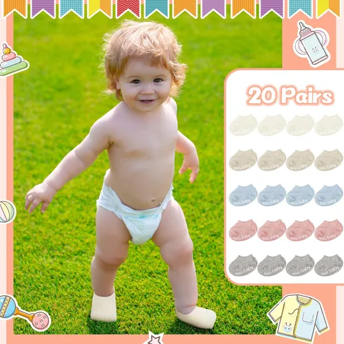 Miniatura 7 de Unittype 20 pares de calcetines antideslizantes para bebés de 0 a 12 meses para recién nacidos, calcetines antideslizantes para niños y niñas