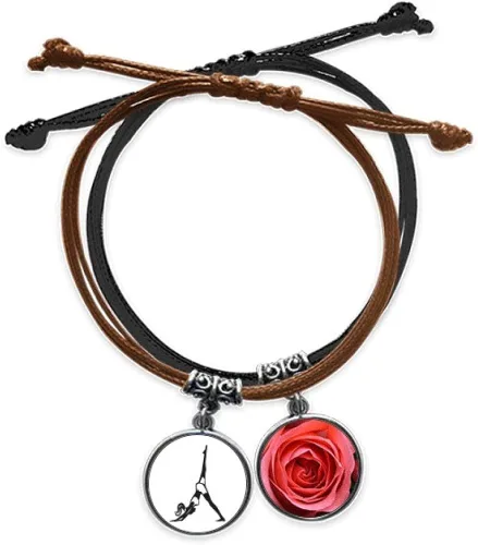 Beauty Gift Leg Motion Yoga Girl Keep Healthy Pulsera deportiva cuerda de mano cadena de cuero rosa pulsera