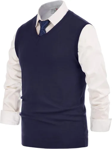 Miniatura 5 de PJ Paul Jones Chaleco de punto con cuello en V para hombre clásico sin mangas