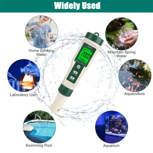 Miniatura 6 de 10 en 1 probador de calidad del agua PH/TDS/sal/SG/ORP/EC/hidrógeno/resistividad/temp/nutrientes multifunción pluma de prueba para piscina acuario