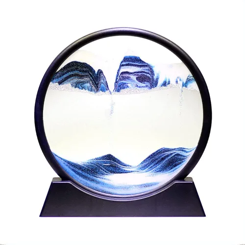 PTGMH Arte de arena movediza pintura redonda de vidrio para mesa de arena y agua, decoración para el hogar y la oficina, arena mágica 3D, regalos de