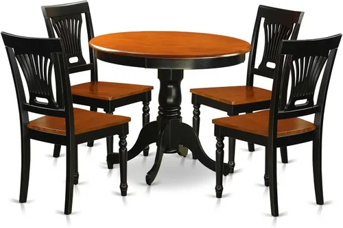Miniatura 8 de East West Furniture ANPL3-BLK-W Juego de muebles de comedor de 3 piezas contiene una mesa de cocina redonda con pedestal y 2 sillas de comedor, 36 x