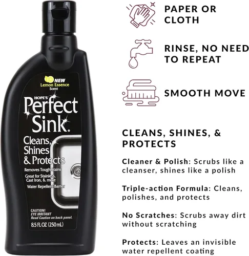 Miniatura 4 de HOPE'S Perfect Stainless, Perfect Granite and Perfect Sink Cleaner Bundle, limpiador de cocina sin rayas, elimina manchas, restaura y repele
