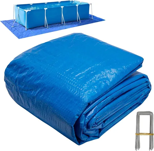 Miniatura 10 de codree Paños de tierra de piscina de 11 x 7.8 pies, rectangular, impermeable, de polietileno, para proteger la piscina sobre el suelo, evita