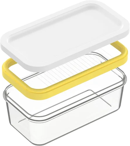 Miniatura 14 de UNIVIVO Cortador de mantequilla hermético, estuche de almacenamiento de mantequilla en barra con tapa para refrigerador (hermético, mediano 280g)