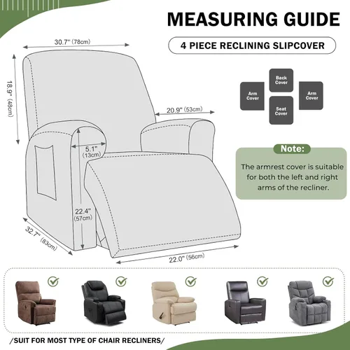 Miniatura 2 de vctops Verde Navideño 4 Piezas Fundas para Sillón Reclinable de Felpa Jacquard Geométrica Suaves Peludas Mullidas Funda para Sofá y Sillón