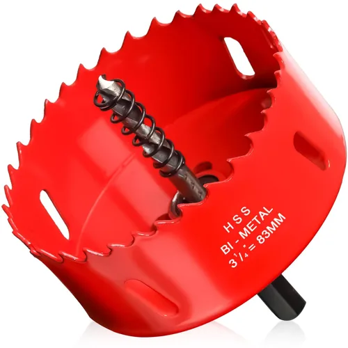 Miniatura 55 de Sierra de agujero de 4 1/8” (105mm) para madera y plástico, broca de corte de núcleo de sierra de agujero HSS bimetálica para paneles de yeso, Rojo