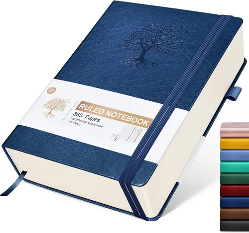 Miniatura 36 de Cuaderno Diario con Líneas - 365 Páginas A5 Cuaderno Grueso para Escribir para Hombres y Mujeres, Cuaderno con Rayas Universitarias, Diario de Cuero