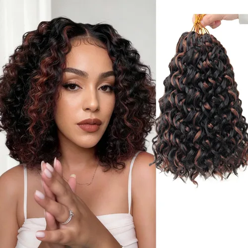 Miniatura 61 de GoGo Curl Crochet Hair 18 pulgadas onda de agua pelo sintético bohemio ganchillo trenzado jengibre onda profunda extensiones de cabello trenzado