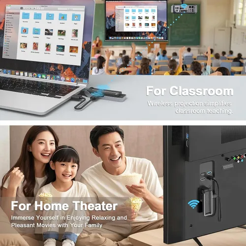 Miniatura 7 de Kit de transmisor y receptor HDMI inalámbrico con disipación de calor, interfaz flexible de 90°, doble banda 2.4G/5G - Transmite video y audio desde
