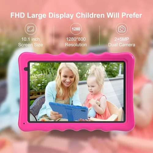 Miniatura 3 de BYYBUO Tablet para niños, tablet de 10.1 pulgadas Android 13 para niños, 2 GB RAM 64 GB ROM 5000 mAh batería, tabletas para niños pequeños