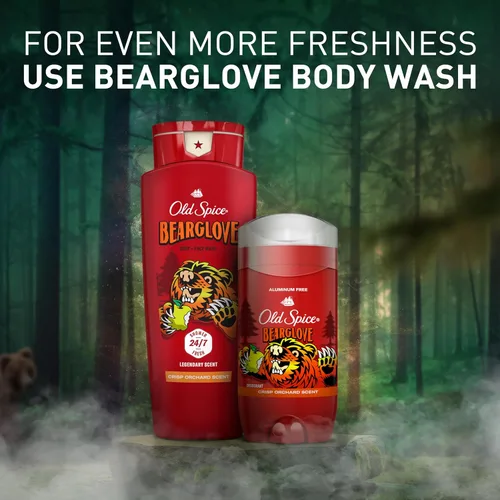 Miniatura 9 de Old Spice Desodorante sin aluminio para hombres, protección contra olores 24/7, frescura 24/7 y aroma duradero, se pone claro, Bearglove con aroma